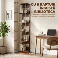 HOMCOM Bibliotecă cu 6 Rafturi, Finisaj Lemn Maro(m-4)