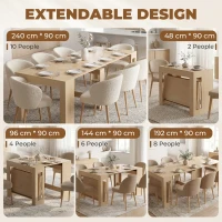 HOMCOM Tavolo Consolle Estendibile con 5 Lunghezze Regolabili per 10 Persone, Stile Moderno Minimalista, Effetto Legno Chiaro(m-4)