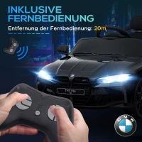 AIYAPLAY 12V Elektrische Kinderauto met Afstandsbediening, 2 Motoren, Claxon, LED, Muziek, Hulpwielen, 3-5 Jaar, Zwart(m-8)