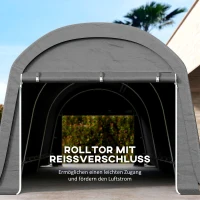 Outsunny Tuinschuur met kunststofzeil, gereedschapstent, opzetbare garage, 300B x 600T x 230H cm, Donkergrijs(m-6)