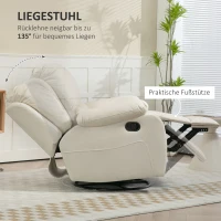HOMCOM Relaxsessel, verstellbare Lehne & Fußstütze, drehbar, bis 150 kg, Stahlrahmen, 93x100x98cm, Cremeweiß(m-4)