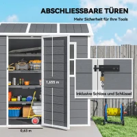 Outsunny Gartenhaus, Gartenschuppen mit Boden, Fenster, verschließbarer Tür, Kunststoff-Harz, wetterfest, Grau(m-8)