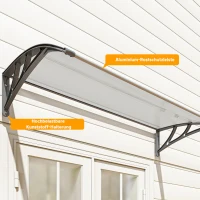 Outsunny Deurafdak, bescherming tegen regen, wind en hagel, polycarbonaat, aluminium verbindingsstangen, 110 x 60 x 18 cm, grijs(m-8)