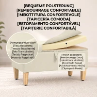 HOMCOM Banc de rangement, bout de lit, repose-pieds rembourré en lin avec pieds en bois de caoutchouc, 71x37x36cm, beige(m-5)