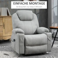 HOMCOM Massagestoel met Opsta-hulp voor Senioren, 8 Vibratiepunten, 2 Zijzakken, Drankhouder, 90 x 101 x 107 cm, Grijs(m-8)