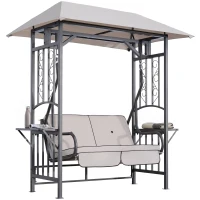 Outsunny Garden Texteline 2 Person Swing Chair-Beige(m-11)