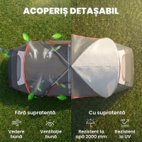 Outsunny Cort de Camping pentru 6 Persoane cu 2 Camere Separate, Poliester și Fibră de Sticlă, 450x215x180 cm, Gri(m-4)