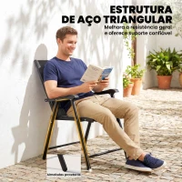 Outsunny Conjunto de 4 Cadeiras de Jardim para Exterior Dobráveis com Encosto Alto e Apoios de Braços para Terraço e Praia 58x62x97 cm Preto(m-7)