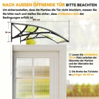 Outsunny Deurluifel/raamluifel, weersbestendig, transparant, aluminium stangen/polycarbonaat, 110 x 60 x 18 cm(m-7)