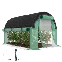 Outsunny 3 x 2 x 2 m polytunnelkas met zonneschermnet, oprolbare zijwanden, kunststofafdekking, stalen frame, groen(m-11)