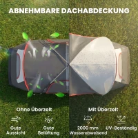 Outsunny Campingzelt, 2 Räume, Trennwand, für 6-8 Personen, Regenschutz, Grau(m-4)