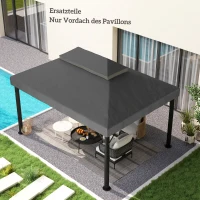Outsunny Pavillon-Ersatzdach, 3 x 4 m, Ersatzplane mit Wasserablauf-Öffnungen, Polyester, Sonnenschutz, UPF30+, Dunkelgrau(m-7)