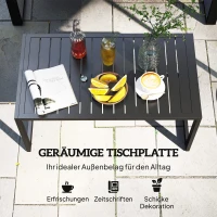 Outsunny Bijzettafel met latten-ontwerp balkontafel van aluminium weerbestendig 90 x 50 x 42 cm Zwart(m-4)