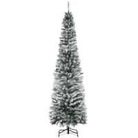 HOMCOM Albero di Natale Innevato in PP Verde con 738 Rami Ignifughi e Base in Acciaio Inox, Ø68x225 cm(m-12)
