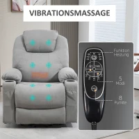 HOMCOM Massagestoel met Opsta-hulp voor Senioren, 8 Vibratiepunten, 2 Zijzakken, Drankhouder, 90 x 101 x 107 cm, Grijs(m-6)
