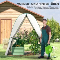 Outsunny Bogen-Gewächshaus mit Sandsäcken und Kunststoff-Abdeckung, 2 Rolltüren, Netzfenster, tragbar, 1,8 x 1,8 x 2 m, Weiß(m-6)
