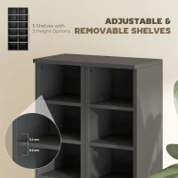 HOMCOM Set of 2 CD Media Display Shelf Unit Tower Rack with Adjustable Shelves, Black(m-6)