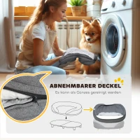 PawHut Hundebett für Hunde bis 25 kg, abnehmbarer Bezug, rutschfeste Füße, 90 x 78 x 25 cm, Grau(m-5)