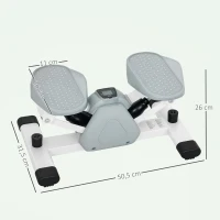 SPORTNOW Mini-stepper, stepmachine voor workouts en fitnessoefeningen, met LCD-monitor en antislippedalen, grijs(m-3)