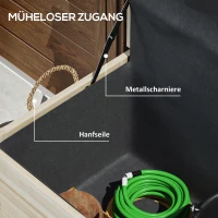 Outsunny 185 L Außenlagerbox, Lagerkiste mit Rädern, wetterbeständig, Tannenholz, 110 x 50 x 50 cm, Hellbraun(m-7)