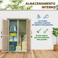 Outsunny Caseta de Jardín de Madera 75x50x118 cm Armario para Almacenaje de Herramientas con 2 Estantes y 2 Puertas Natural(m-4)