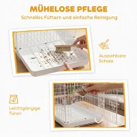 PawHut Draagbare opvouwbare vogelkooi voor reizen, met houten zitstok en roestvrijstalen bakjes, geschikt voor kleine vogels(m-6)