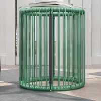 Outsunny 3-teiliges Outdoor-Möbelset, 1 Tisch, 2 Stühle, Glastischplatte, Kunststoff-Rattan um Stahlrahmen, weiche Kissen, Grün(m-9)