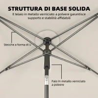 Outsunny Ombrellone Rettangolare con 3 Inclinazioni, in Metallo e Poliestere, 183x122x222 cm, Beige(m-7)