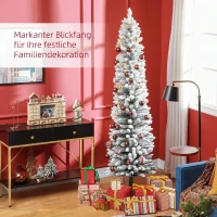 HOMCOM Brad de Crăciun înzăpezit cu 405 ramuri și lumini LED albe din plastic și metal, Ø57x210 cm, verde(m-3)