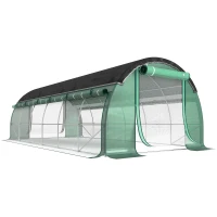 Outsunny 6 x 3 x 2 m polytunnelkas met zonneschermnet, oprolbare zijwanden, kunststofafdekking, stalen frame, groen(m-1)
