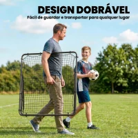 SPORTNOW Baliza Dobrável Rede de Treino de Futebol com Ângulo Ajustável em 5 Níveis com Estrutura de Aço 120x73x112 cm Preto(m-6)