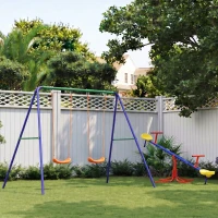 Outsunny Leagăn pentru Copii 3-8 Ani cu 2 Scaune și 4 Țăruși, din Metal și PP, 269x160x180 cm(m-12)