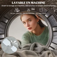 HOMCOM Couverture chauffante, plaid chauffant, 9 niveaux de chauffage, minuterie 9H, lavable en machine, 180x130cm, gris(m-6)