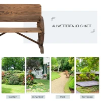 Outsunny Tuinbank bank tuinmeubelen armleuning wagen wielen design massief hout bruin(m-6)