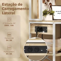 HOMCOM Estante de Cozinha Suporte de Micro-ondas com Prateleiras e 6 Ganchos para Espaços Pequenos 80x40x181 cm Carvalho(m-5)
