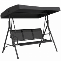 Outsunny Baloiço de Jardim Exterior de 3 Lugares com Toldo Reclinável Assento Respirável e Estrutura de Aço 175x118x159 cm Preto