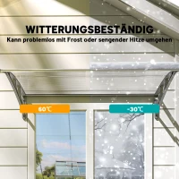 Outsunny Deurafdak, bescherming tegen regen, wind en hagel, polycarbonaat, aluminium verbindingsstangen, 110 x 60 x 18 cm, grijs(m-6)