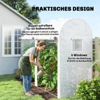 Outsunny Kas met ramen en deur, foliekas op stalen frame, 300x100x200 cm, wit(m-5)