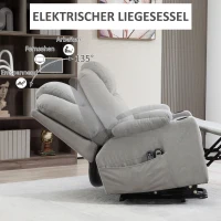 HOMCOM Massagestoel met Opsta-hulp voor Senioren, 8 Vibratiepunten, 2 Zijzakken, Drankhouder, 90 x 101 x 107 cm, Grijs(m-5)