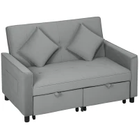 HOMCOM 4-in-1 bank, verstelbare sofa, slaapbank, met kussens, stoffen bekleding, voor woonkamer, slaapkamer, grijs(m-1)