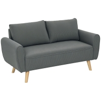 HOMCOM 2-zitsbank, stoffen bank, 2 rugkussens, cordstof, 145 x 75 x 78 cm, antraciet