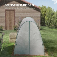 Outsunny Bogen-Gewächshaus mit Sandsäcken und Kunststoff-Abdeckung, 2 Rolltüren, Netzfenster, tragbar, 1,8 x 1,8 x 2 m, Weiß(m-4)