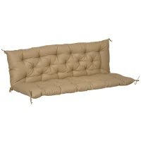 Outsunny 3 Sitzer Bankauflage 150x98x8 cm Bankkissen mit Bändern, Bankpolster für Gartenmöbel Hollywoodschaukel, Khaki(m-11)