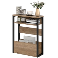 HOMCOM Table d'appoint table de chevet avec étagère à deux niveaux coins arrondis 46l x 18P x 58,5H cm noyer