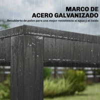 Outsunny Conjunto de Mesa y Sillas Jardín con Mesa de Plástico PSPC y 6 Sillas Apilables Transpirables para Terraza Patio Gris(m-8)