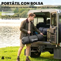 Outsunny Tienda de Campaña para de 4-6 Personas con 2 Dormitorios Tienda de Camping Impermeable 3000 mm 555x225x190 cm Gris Verde(m-7)