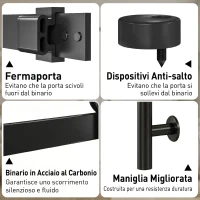 HOMCOM Porta Scorrevole Interno in Stile Rustico con Binario Silenzioso, Kit Ferramenta e Maniglia, Bianco(m-7)