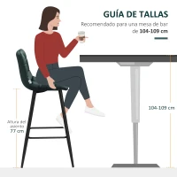 HOMCOM Juego de 2 Taburetes Altos de Cocina Taburetes de Bar Tapizados en Terciopelo con Reposapiés y Respaldo Verde(m-7)