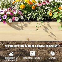 Outsunny Pat pentru Grădină Ridicat din Lemn de Brad cu Fund Deschis și 2 Secțiuni Separate, 244x61,5x27cm(m-7)
