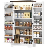 HOMCOM Buffet cuisine, meuble cuisine rangement, avec 12 étagères à portes, lumière LED magnétique, 60 x 40 x 120 cm, blanc